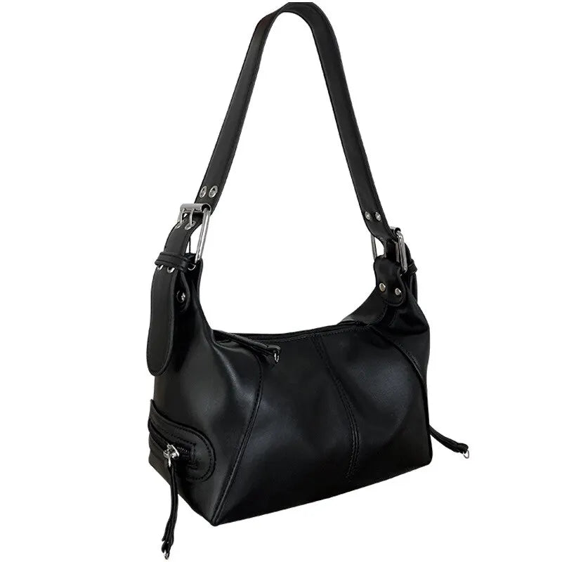 Y2K Style Shoulder Bag for Women Trendy Motorcycle Handbag Minimalist Shoulder Purse for Girls Street Wear