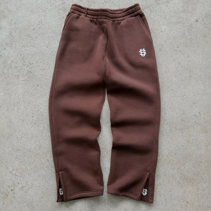 Trendy Embroidery Casual Loose Wide Leg Pants Y2K Harajuku Retro Street Wear Solid Color Sweatpants Men Women Straight Leg Pants