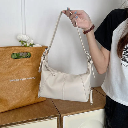 Y2K Style Shoulder Bag for Women Trendy Motorcycle Handbag Minimalist Shoulder Purse for Girls Street Wear