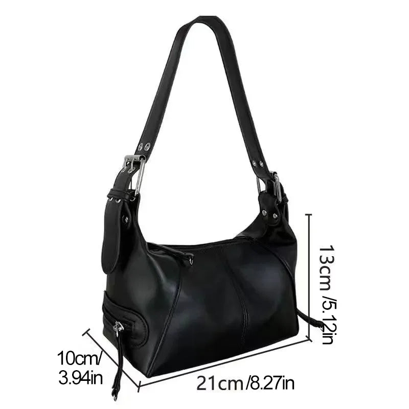 Y2K Style Shoulder Bag for Women Trendy Motorcycle Handbag Minimalist Shoulder Purse for Girls Street Wear