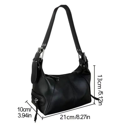 Y2K Style Shoulder Bag for Women Trendy Motorcycle Handbag Minimalist Shoulder Purse for Girls Street Wear